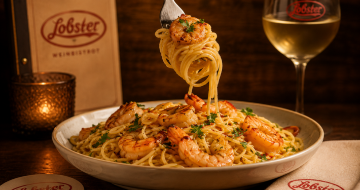 Lobtser | Weinbistrot - Restaurant | Frankfurt - Speisekarte Rustikales Spaghetti-Gericht im Bistro-Stil